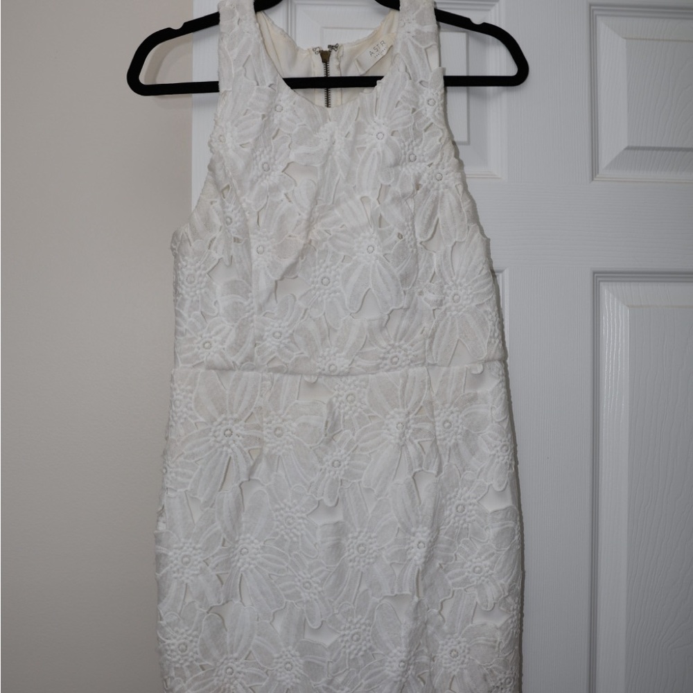 Astr White Floral Lace Mini Dress